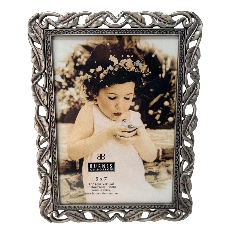 Set of 4 Vintage Pewter Photo Frames Ornate Floral Gallery Wall Collection